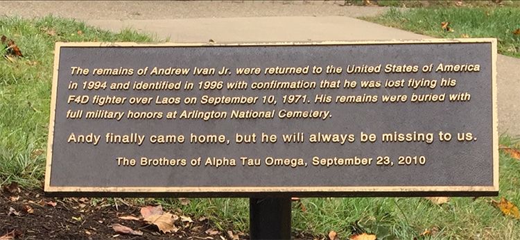Major Andrew Ivan Jr. memorial marker.